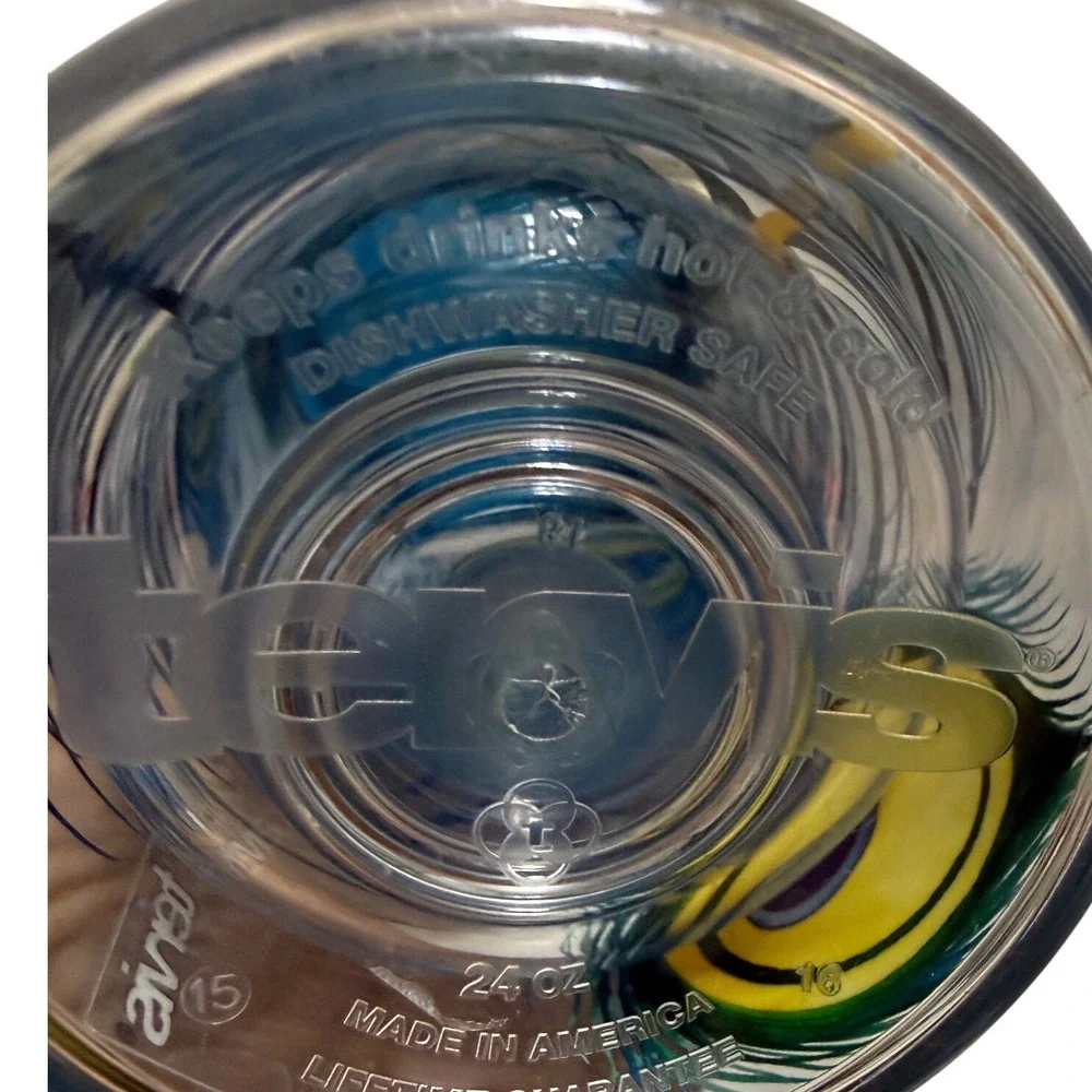 Tervis 24oz Insulated Tumbler with Lid Peacock Feather Print Blue Green‎ Clear